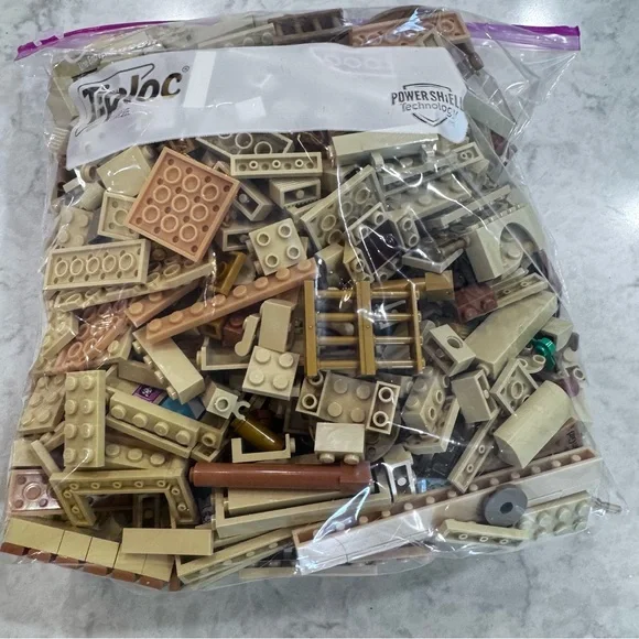 3.5lb Lego Assorted Building Blocks in Tan and Brown, clean - Picture 3 of 7